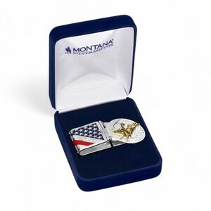 Montana Silversmiths American Made Liberty Hinged Money Clip Bull Rider - New!‎
